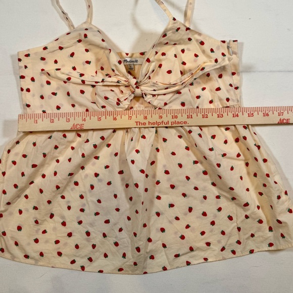 Madewell Worn-Once Women’s Adjustable Strawberry & Cream Top with Bow & Cutout - Picture 8 of 9